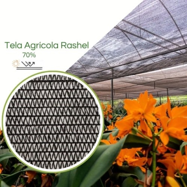 Tela para Sombreamento Preta 70% - para flores de cultivo delicado, secagem de fumo e carcinicultura.
