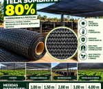 Tela Sombrite 80% Preta para Sombreamento- para Viveiros, Telados e Bovinocultura