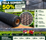 Tela Sombrite 50% Preta para Sombreamento para hortaliças, flores e mudas em geral