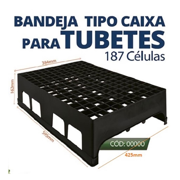 BANDEJA CAIXA P/ TUBETE 55CM – 187 CELULAS CAIXA (10 peças)