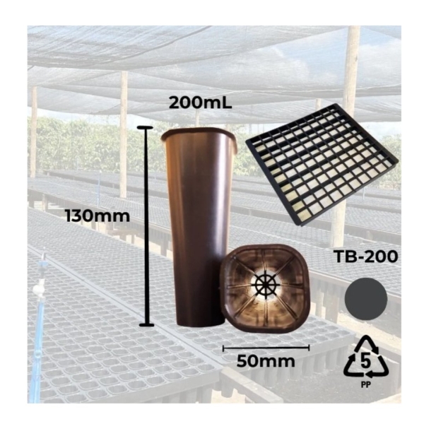 Kit 1 Bandeja Plana 100 Células Completa Com Tubetes 200cm Para produção de mudas Café Canilon