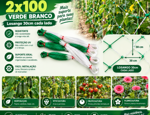 Rede Tutoramento De Planta  2x100m Pepino Verde e Branco