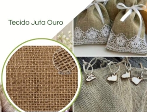 TECIDO DECORAÇÃO JUTA/OURO
