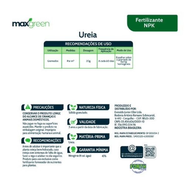 Fertilizante Forth Maxgreen Uréia para Jardim 1 kg