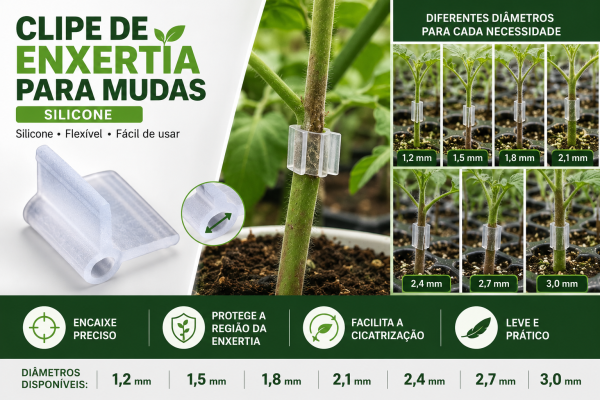 Clipes para Enxertia 1.2mm Incolor - Pcte com 1.000pçs