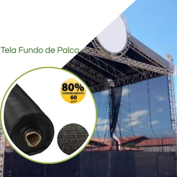 Tela Fundo de Palco Preta 80% Sombreamento 60 g/m² Eventos e Shows