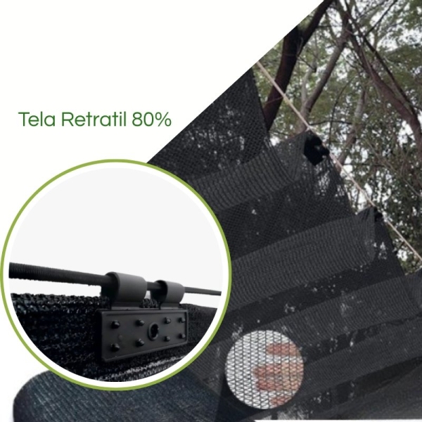 Tela Retrátil para Quintal Preta 80% Sombreamento