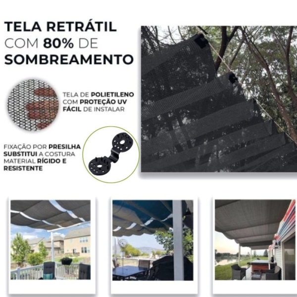 Tela Retrátil para Quintal Preta 80% Sombreamento