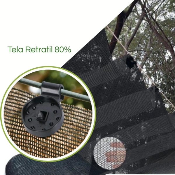 Tela Retrátil para Quintal Preta 80% Sombreamento