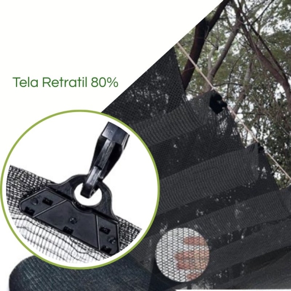 Tela Retrátil para Quintal Preta 80% Sombreamento