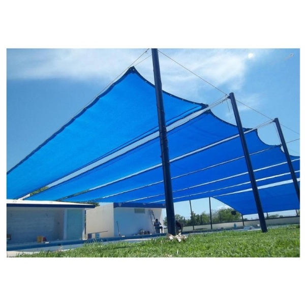 Tela Shade 90% Sombreamento Azul Reforçada - Cobertura Garagem Pergolado Piscina Área Externa M2