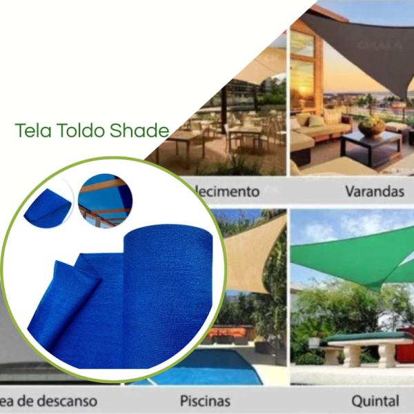 Tela Shade 90% Sombreamento Azul Reforçada - Cobertura Garagem Pergolado Piscina Área Externa M2