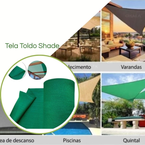 Tela Shade 90% Sombreamento Verde Reforçada - Cobertura Garagem Pergolado Piscina Área Externa M2