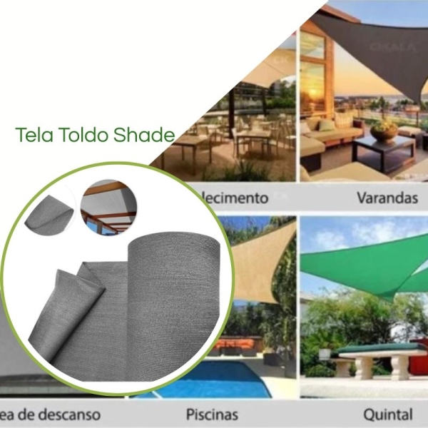 Tela Shade 90% Sombreamento Prata Reforçada - Cobertura Garagem Pergolado Piscina Área Externa M2