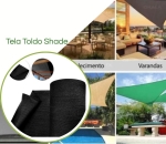 Tela Shade 90% Sombreamento Preto Reforçada - Cobertura Garagem Pergolado Piscina Área Externa M2