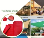 Tela Shade 90% Sombreamento Vermelho Reforçada - Cobertura Garagem Pergolado Piscina Área Externa M2