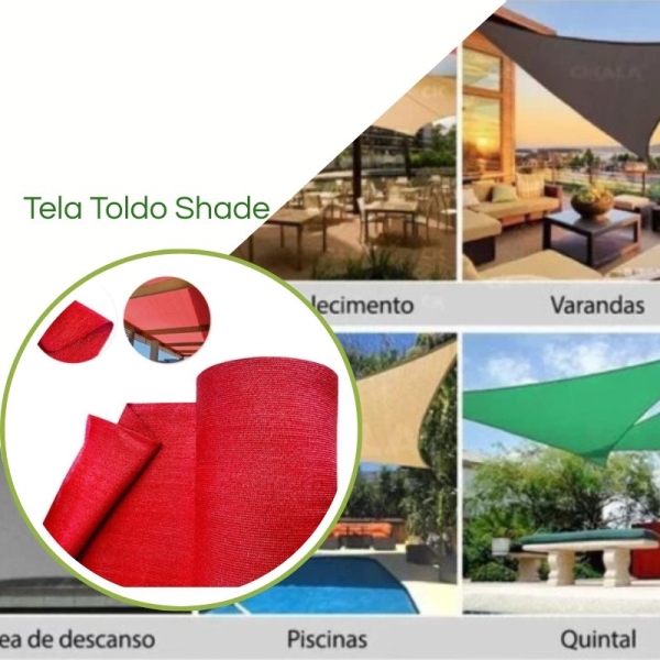 Tela Shade 90% Sombreamento Vermelho Reforçada - Cobertura Garagem Pergolado Piscina Área Externa M2