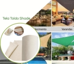 Tela Shade 90% Sombreamento Bege Reforçada - Cobertura Garagem Pergolado Piscina Área Externa M2