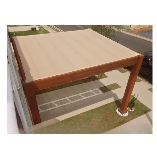 Tela Shade 90% Sombreamento Bege Reforçada - Cobertura Garagem Pergolado Piscina Área Externa M2