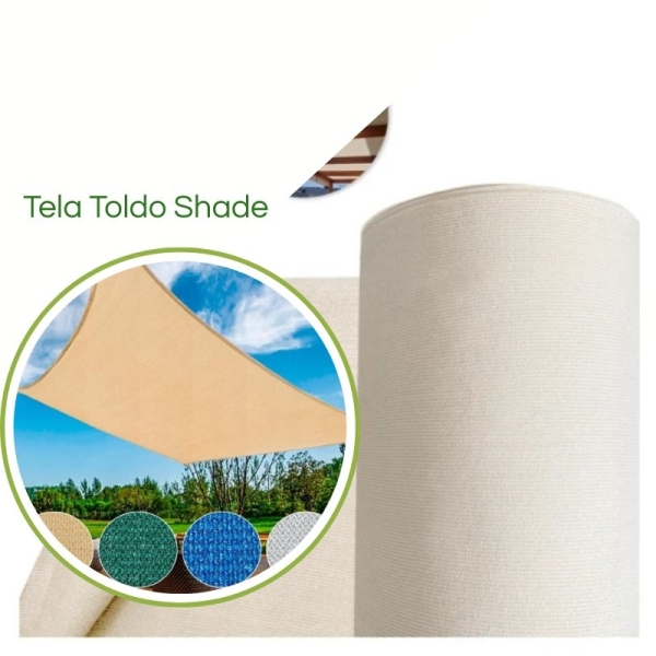 Tela Shade 90% Sombreamento Bege Reforçada - Cobertura Garagem Pergolado Piscina Área Externa M2