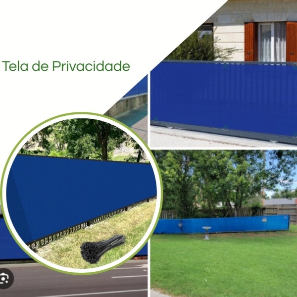 Tela Decorativa Privacidade para Cerca Azul com Bainha para Muros Varandas
