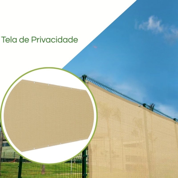 Tela Decorativa Privacidade para Cerca Bege com Bainha para Muros Varandas