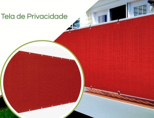 Tela Decorativa Privacidade para Cerca Vermelho com Bainha para Muros Varandas