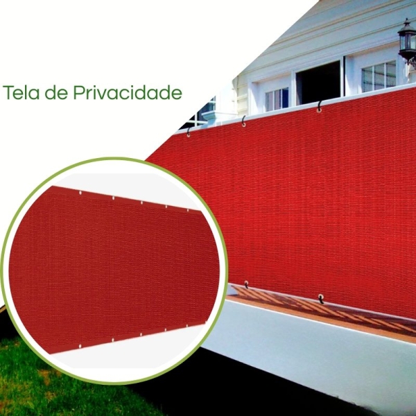 Tela Decorativa Privacidade para Cerca Vermelho com Bainha para Muros Varandas