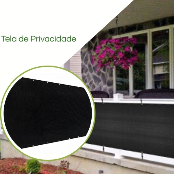 Tela Decorativa Privacidade para Cerca Preto com Bainha para Muros Varandas