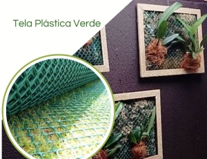 Tela Plástica Verde para Quadro Vivo para Orquideas, leguminosas