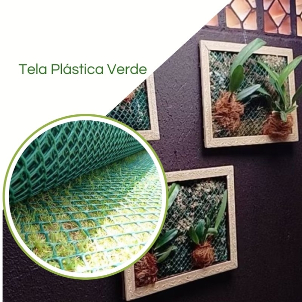 Tela Plástica Verde para Quadro Vivo para Orquideas, leguminosas