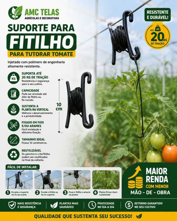 Gancho para Tutoramento  Suporte para Tomate e Frutas para Jardim | Tutor de Plantas 
