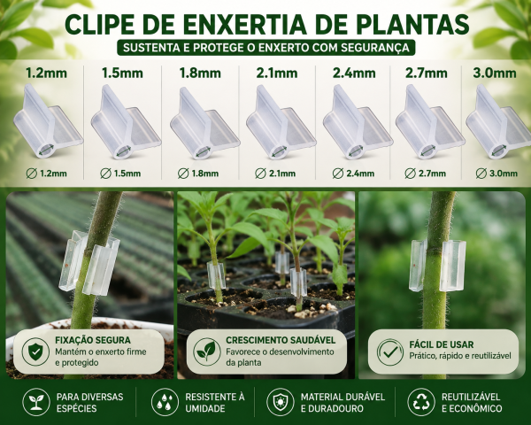 Clipes para  Enxertia 3.0mm Incolor - Pcte com 1.000 pçs