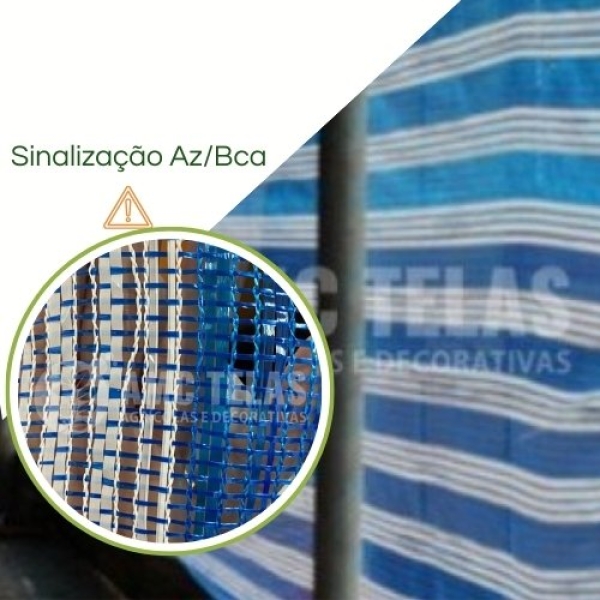 Tapume Tela Sinalização Azul E Branco 1,20m x 50m  Pesada   
