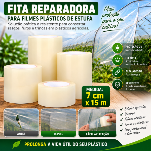 Fita Adesiva Reparadora Filme Plástico Estufa 7cmx15m