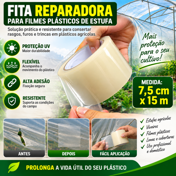Fita Adesiva Reparadora Filme Plástico Estufa 7cmx15m