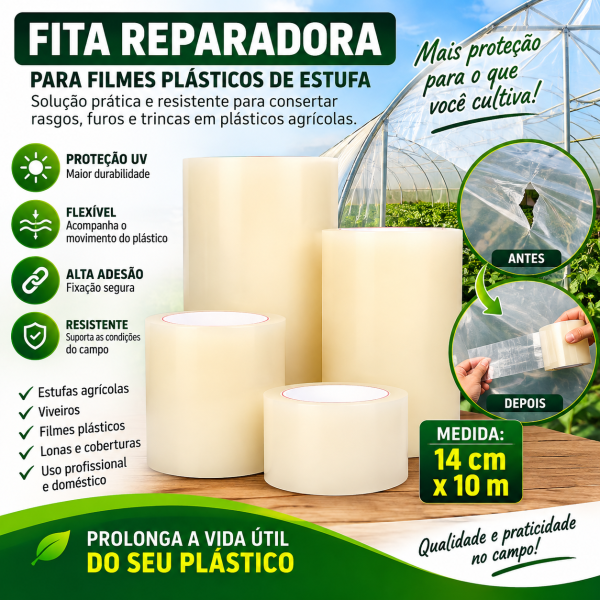Fita Adesiva Reparadora Filme Plástico Estufa 10cmx15m